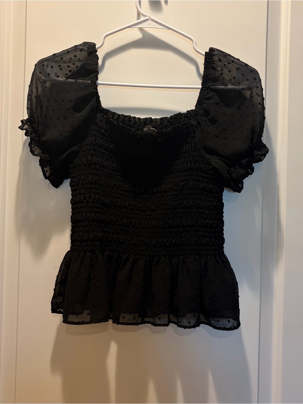 Black Romantic Moa Moa brand Coquette Peplum Smocked Bodice Puff Sleeve Medium